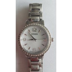 CITIZEN Watch,  White Mother of Pearl Dial, 30mm, EL3040-55D, New Battery
